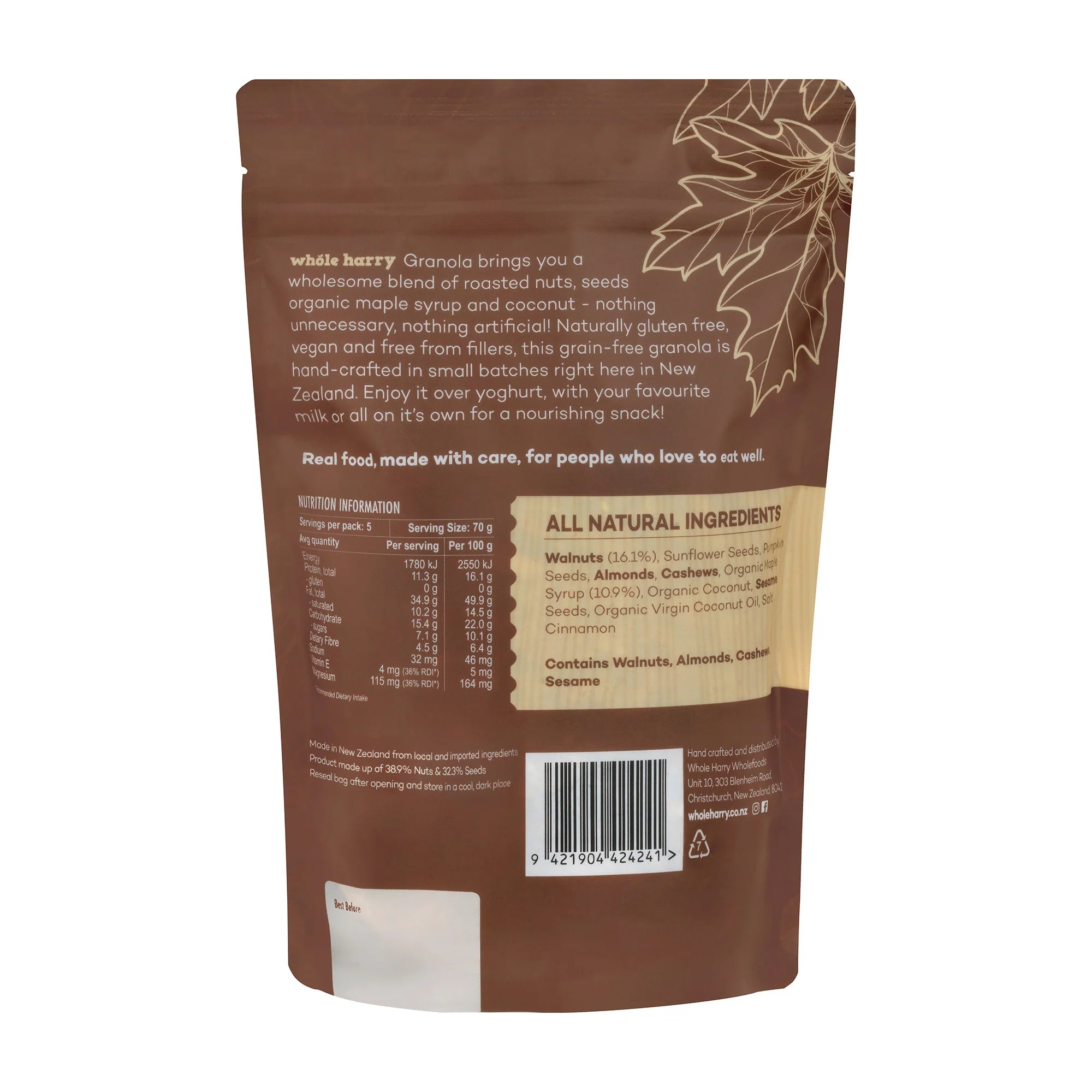 Whole Harry Maple Walnut Ganola (not organic) 350 g