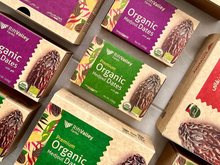 Rift Valley Farms Palestinian Organic Medjoul Dates 1 kg - boxed