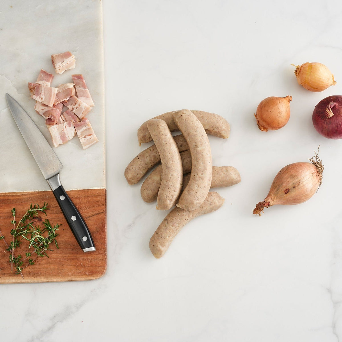 Organic beef and onion sausages