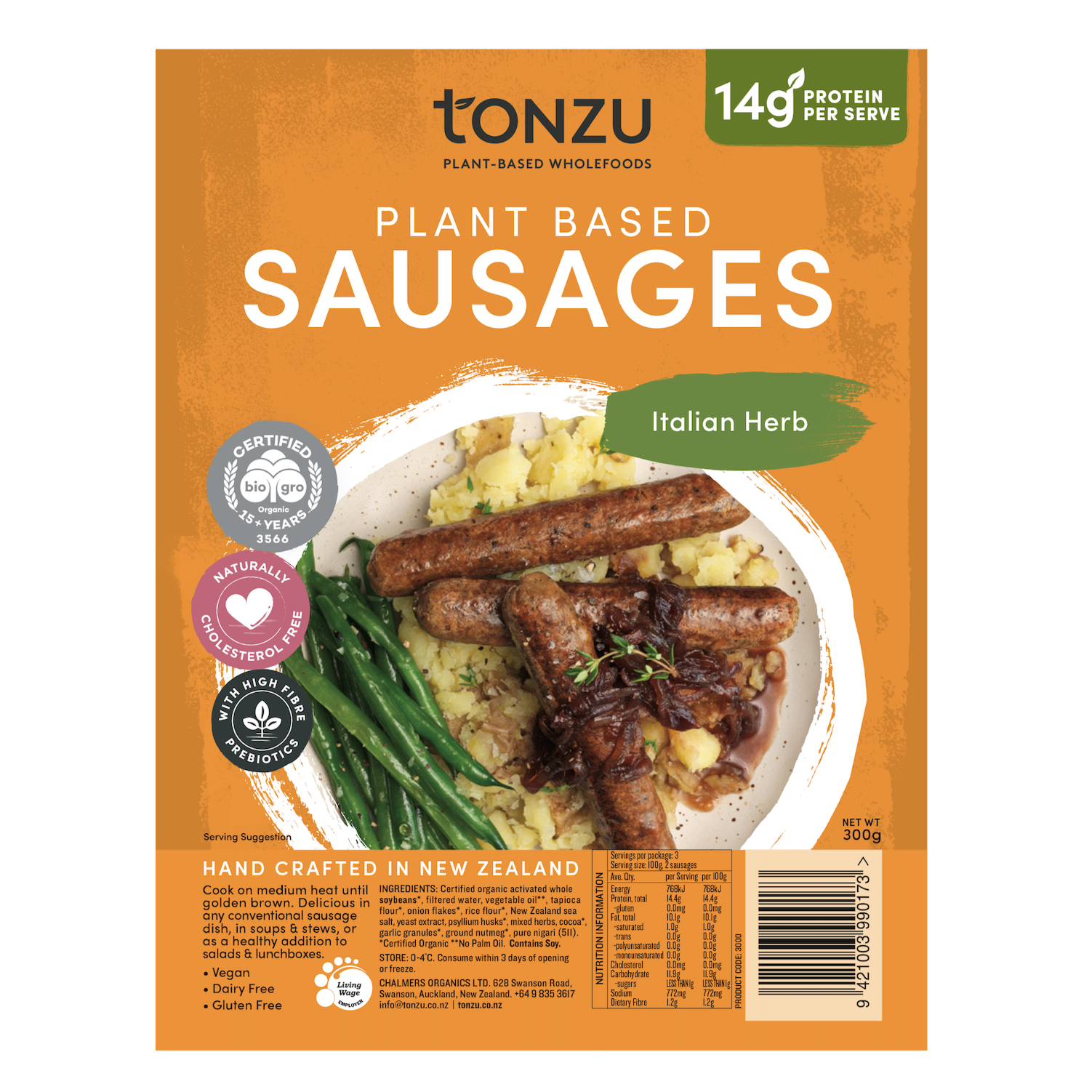 Tonzu Vegan Sausages - Italian Herb 330g